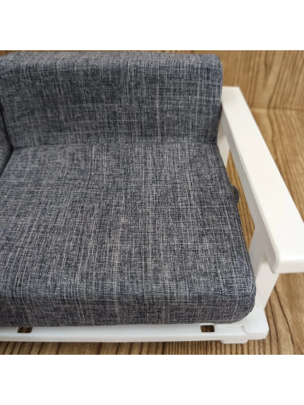 My Life As Gray Textured Fabric Sofa Lounge Couch For 18 Inch Dolls White Base